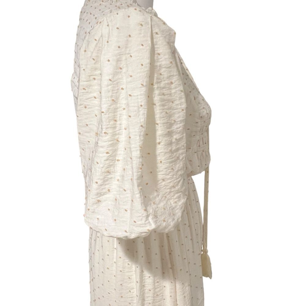 Moon River Smocked Milkmaid Maxi Dress Sz S Cottage Peasant Boho Puff Sleeve - Picture 11 of 13
